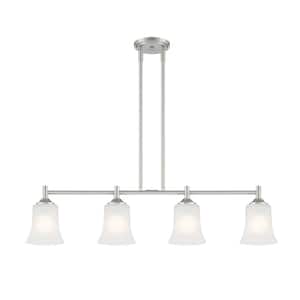 Bronson 60-Watt 4 Light Brushed Nickel Pendant with Frosted Glass Shade