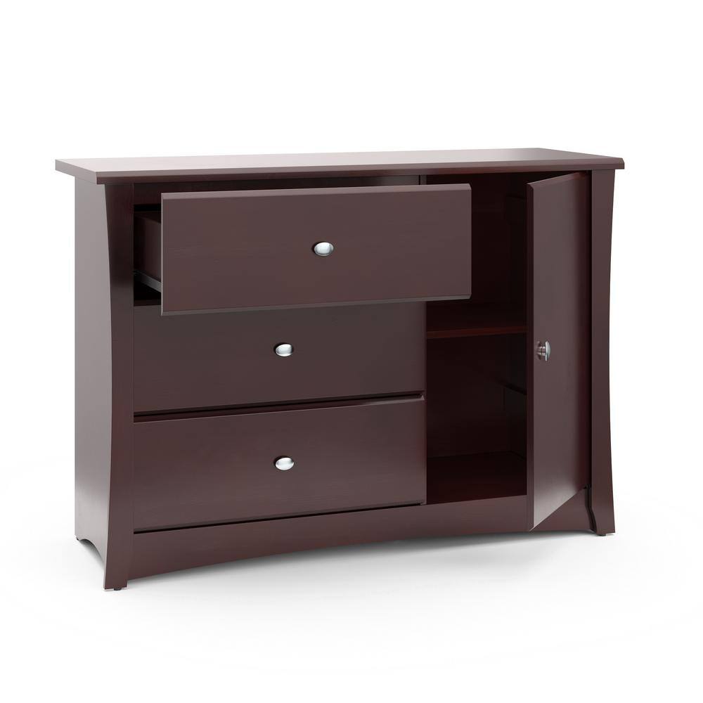 Espresso 3-Drawer Combo Nursery Dresser with Cabinet