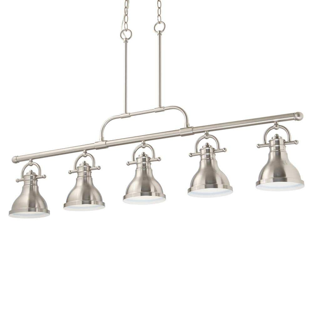 Volume Lighting V1245 Nickel 5-Light 7 inchw LED Linear Chandelier