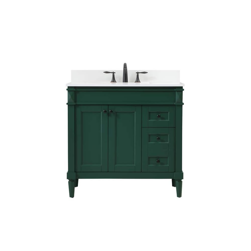 Simply Living 36 in. W x 21 in. D x 35 in. H Bath Vanity in Green with Ivor
