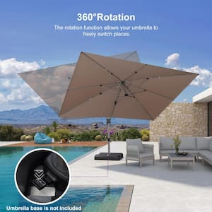 10 ft. x 13 ft. Outdoor Patio Umbrella Cantilever Umbrella Light Champagne Aluminum 360° Rotation in Taupe