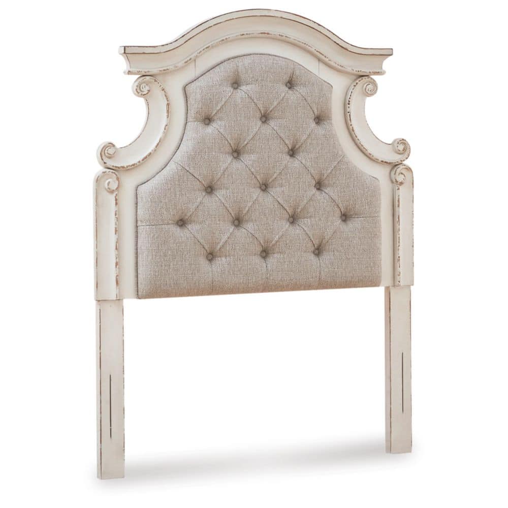 Twin Beige Tufted Upholstered Wood Panel Headboard