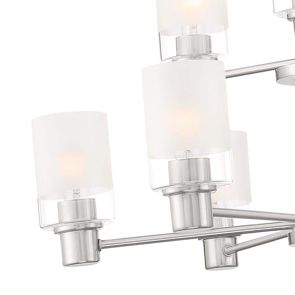 Cedar Lane Brushed Nickel 9-Light Chandelier with Clear and Etched Glass