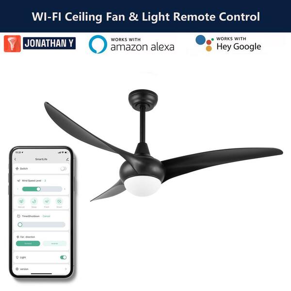 JONATHAN Y Aviator 52 in. 1-Light Integrated LED Black JONATHAN Y Aviator 52 in. 1-Light Integrated LED Black