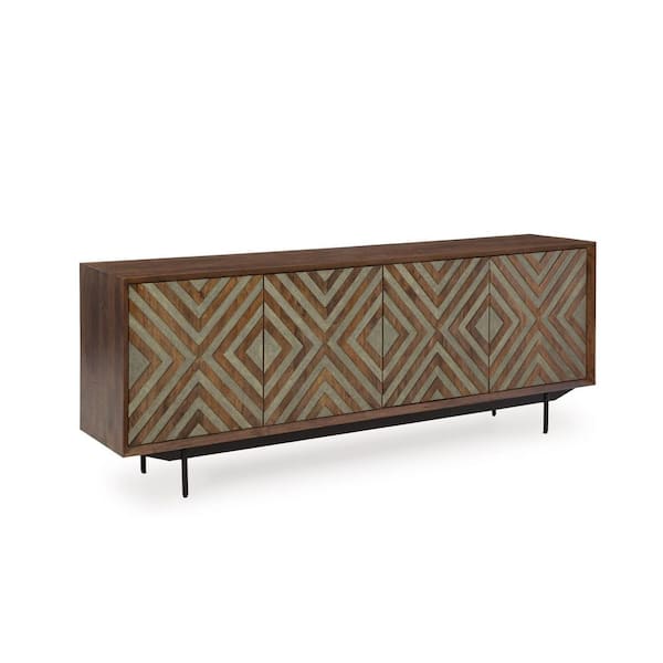 Dreggan Brown/Gold 30.38 in. Accent Cabinet with 2-Shelves