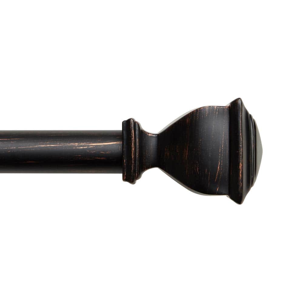 EXCLUSIVE HOME Napoleon 66 in. 120 in. Adjustable Length 1 in. Single Curtain Rod Kit in Oil