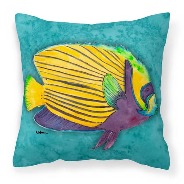 Caroline's Treasures 14 in. x 14 in. Multi-Color Lumbar Outdoor Throw Pillow Tropical Fish Decorative Canvas Fabric Pillow