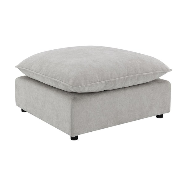 Marisa Beige Fabric Square Cube Single Ottoman