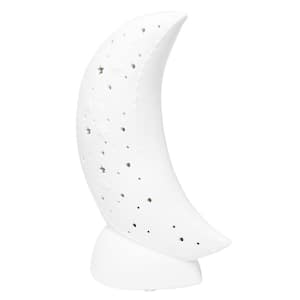 10.15 in. White Porcelain Moon Shaped Table Lamp