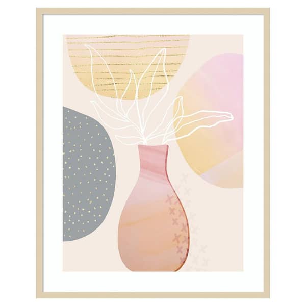 Amanti Art Mid Century Floral I by Andrea Haase 33 in. W x 41 in. H. Wood Framed Wall Art Print Framed in Brown