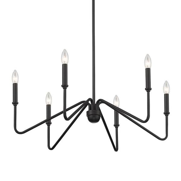 Golden Lighting - Kennedy 6-Light Natural Black Chandelier for Living Room with No Bulbs Included