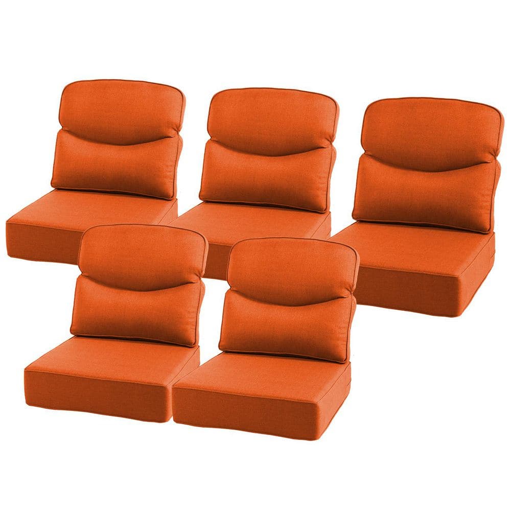 22 in. x 24 in. x 6 in. 10-Piece Olefin Deep Thick Seating Outdoor Lounge Chair Sofa Replacement Cushion in Orange