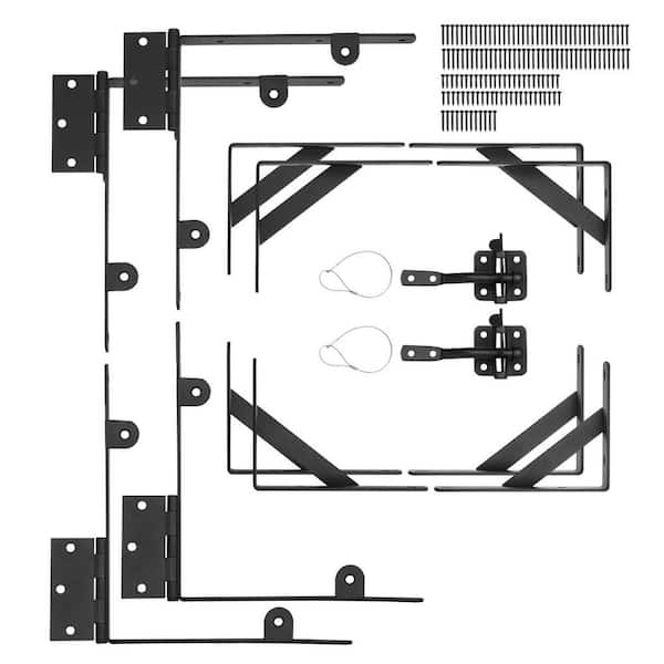 Gate Corner Brace Bracket, 2 Sets, Iron Anti Sag Gate Frame Hardware Kit, Gate Brace Bracket with Latch Lock, Black
