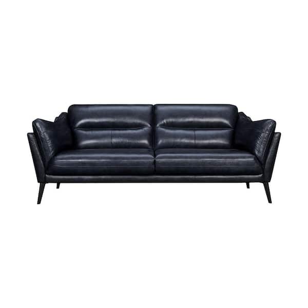 Armen Living Franz 87 in. Modern Blue Leather Sofa LCFR3MBLU - The