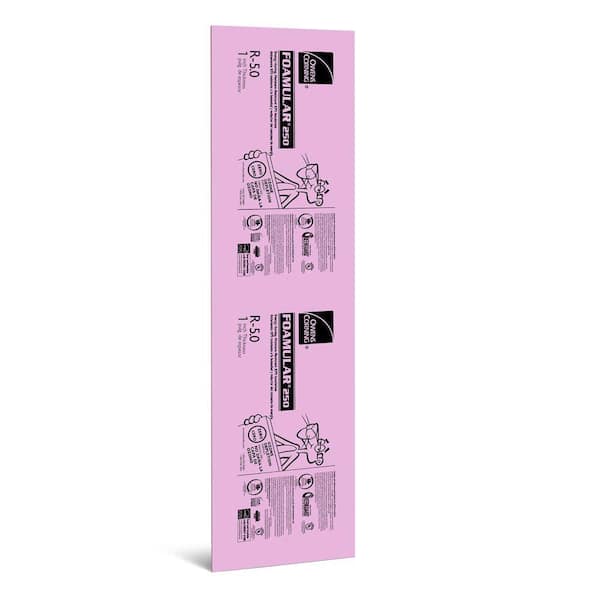 Owens Corning FOAMULAR 250 1 in. x 2 ft. x 8 ft. R-5 Tongue and Groove Rigid Foam Board Insulation Sheathing