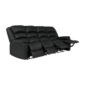 4 seater black leather recliner sofa