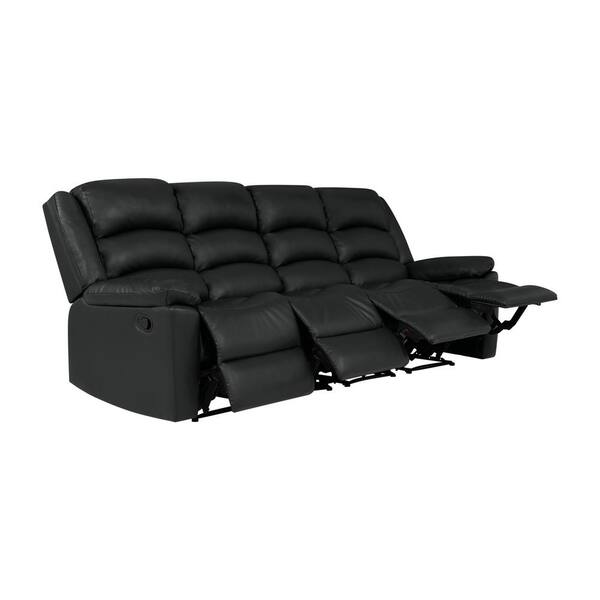 ProLounger 101 in. Black Polyester 4-Seater Lawson Reclining Sofa with Flared Arms