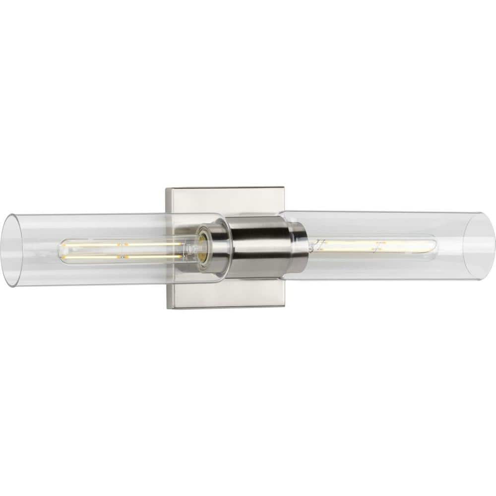 Clarion 2-Light Brushed Nickel Clear Glass Modern Wall Light price history on PriceWatchPro