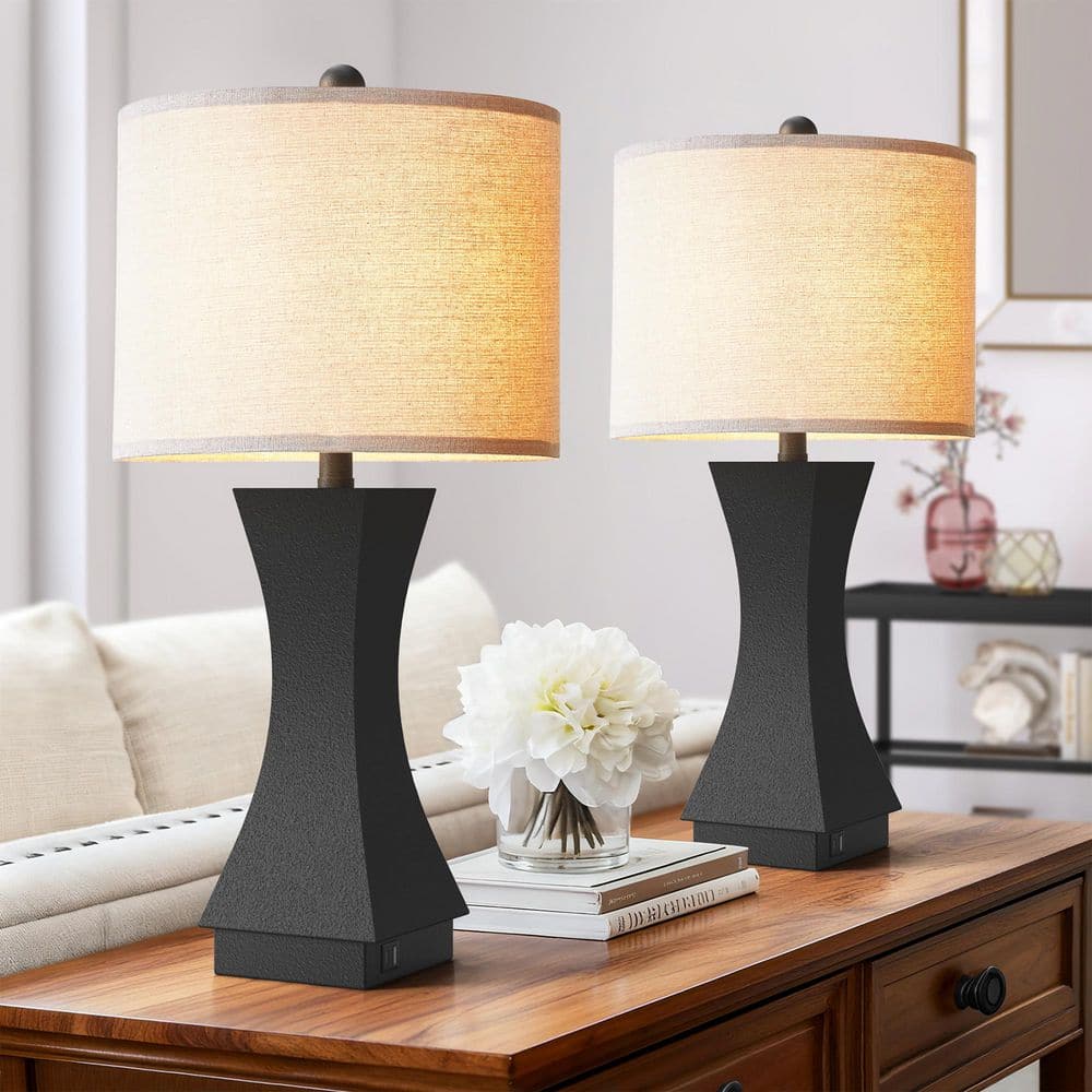 Maxax Salem 24.5 in. Black Modern Dimmable Resin Bedroom Living