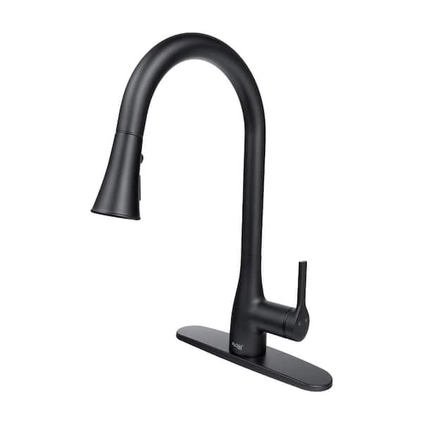 FLOW Classic Series Single-Handle Pull-Down Sprayer Kitchen Faucet in Matte Black