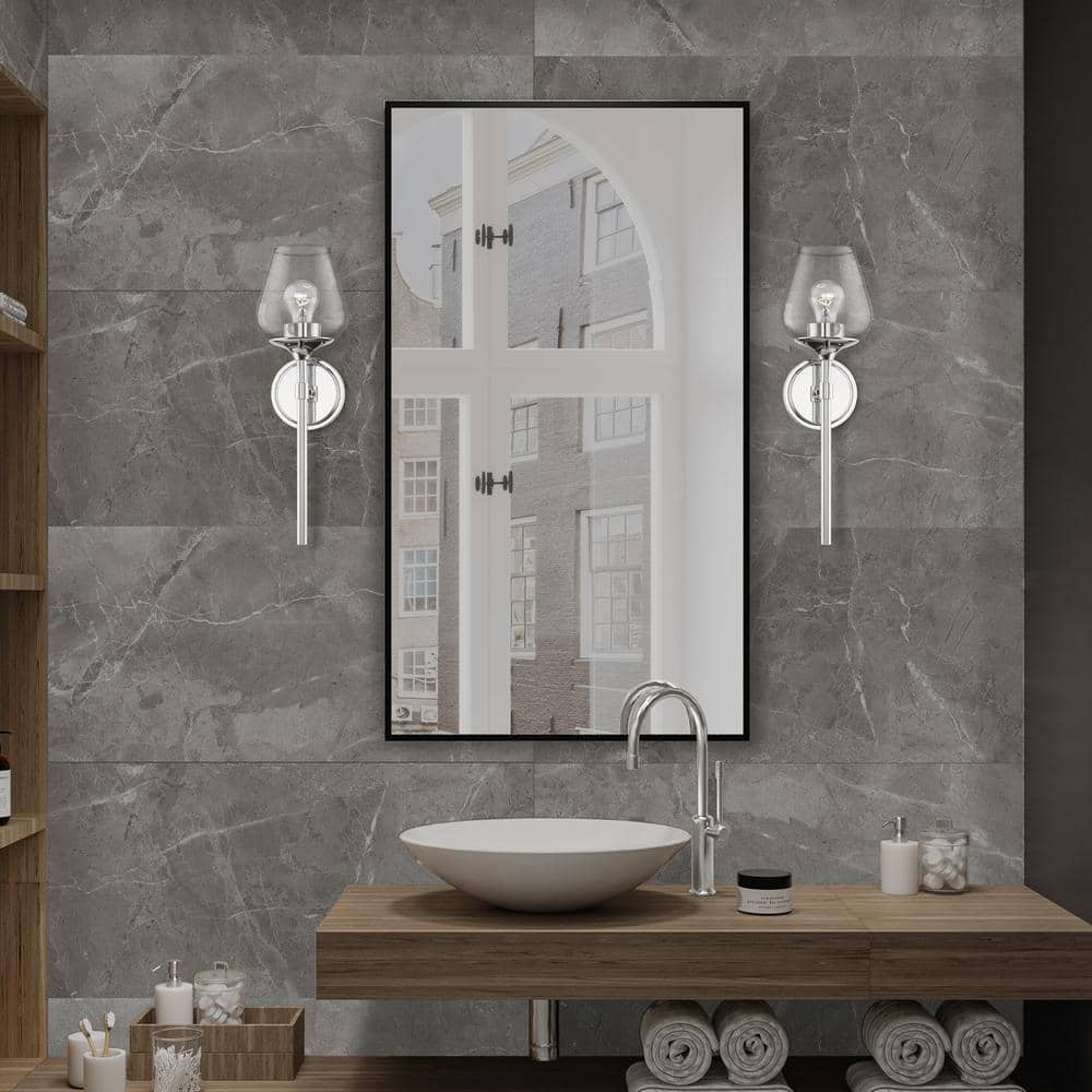 Elegant Chrome Vanity Sconce with Clear Glass Shade