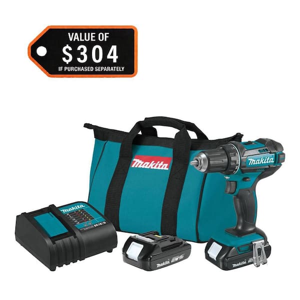 1.5 Ah 18V LXT Lithium-Ion Compact Cordless 1/2 in. Variable Speed Driver Drill Kit with Tool Bag