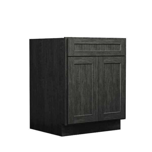 Hausvita 27 in. W x 24 in. D x 34.5 in. H Ready to Assemble Plywood Base Kitchen Cabinet in Shaker Charcoal