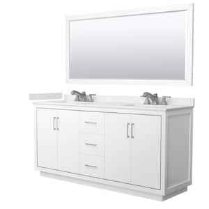 Icon 72 in. W x 22 in. D x 35 in. H Double Bath Vanity in White with White Quartz Top and 70 in. Mirror