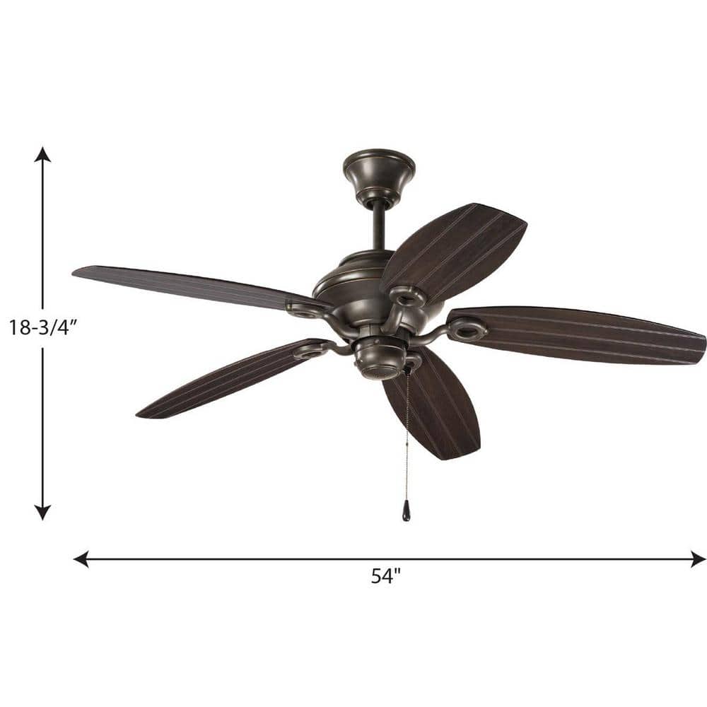 Antique Bronze 54'' Dual Head 5-Blade Ceiling Fan