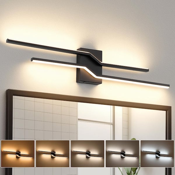 31.5 in. 1-Light Black LED Bathroom Vanity Light Bar with Dimmable and 5-CCT Adjustable Switch