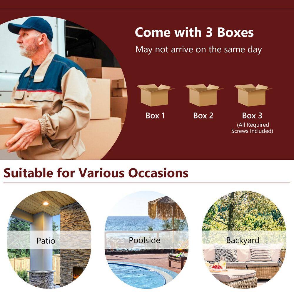 SUNRINX 4-Pieces Patio Rattan Furniture Set with Tempered Glass Coffee Table in Red - 3