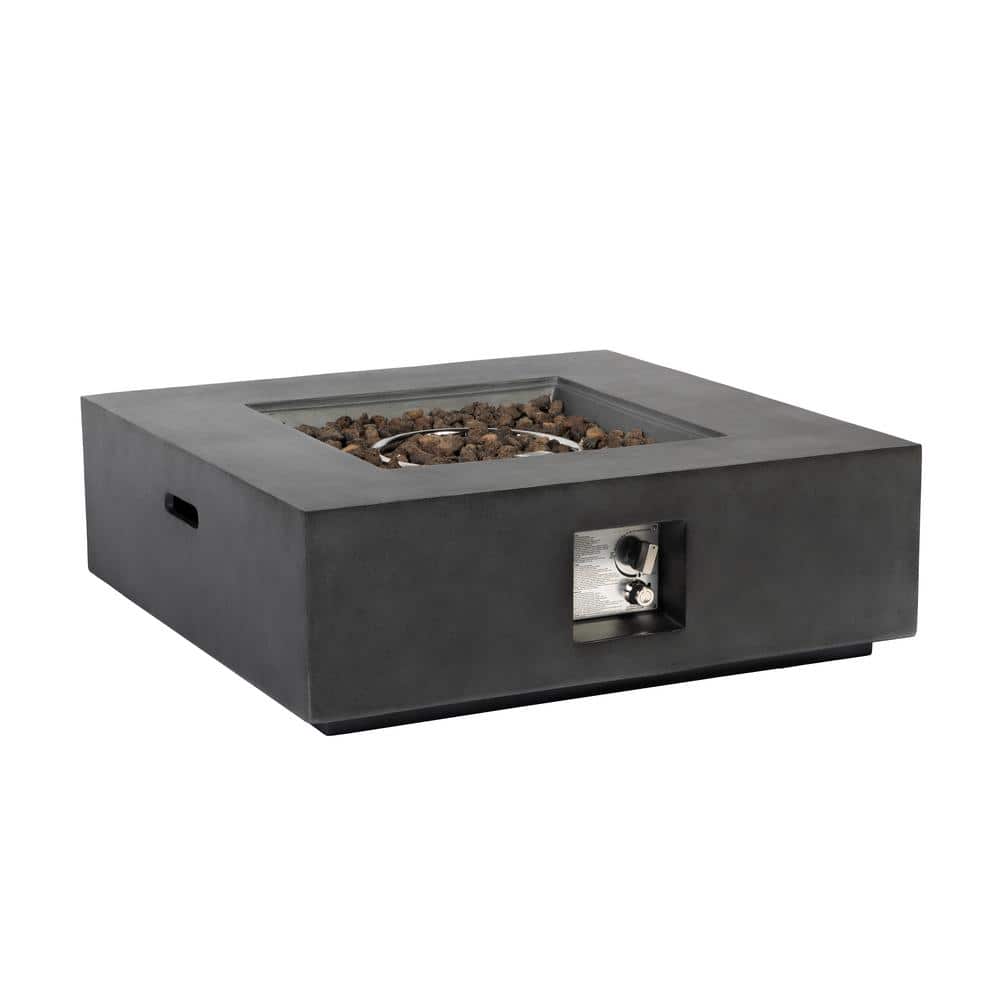 35 in. Outdoor Square 50,000 BTU Stone Propane Fire Pit Table Planter Base 