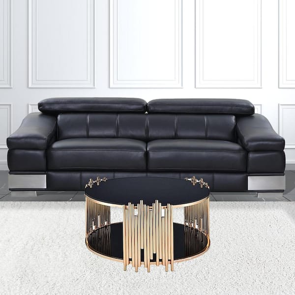 HomeRoots 37 in. Round Glass Coffee Table