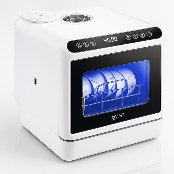 CleanPro Plus 16 in. Portable Countertop Dishwasher in White with 4 Cycles, 5 Place settings and 360° Dual Spray