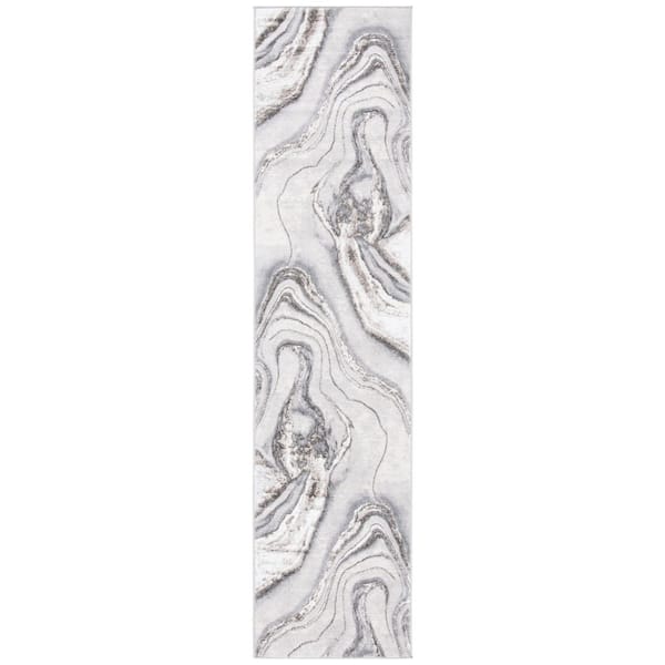 Orchard 2 ft. x 11 ft. Gray/Ivory Oversized Marble Runner Rug