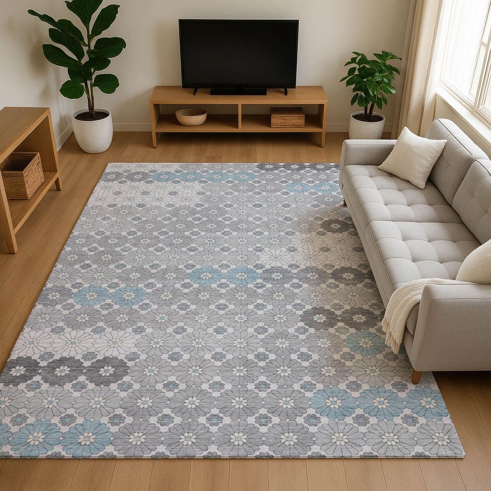Mayfield Premium Machine Washable Abstract AMF1678 Silver 10 ft. x 14 ft. Area Rug price history on PriceWatchPro