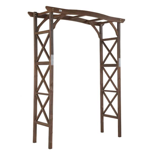 79 in. x 61 in. Wooden Garden Arbor, Wedding Arch, Arch Backdrop Stand for Ceremony, Wood Trellis for Plant Climbing