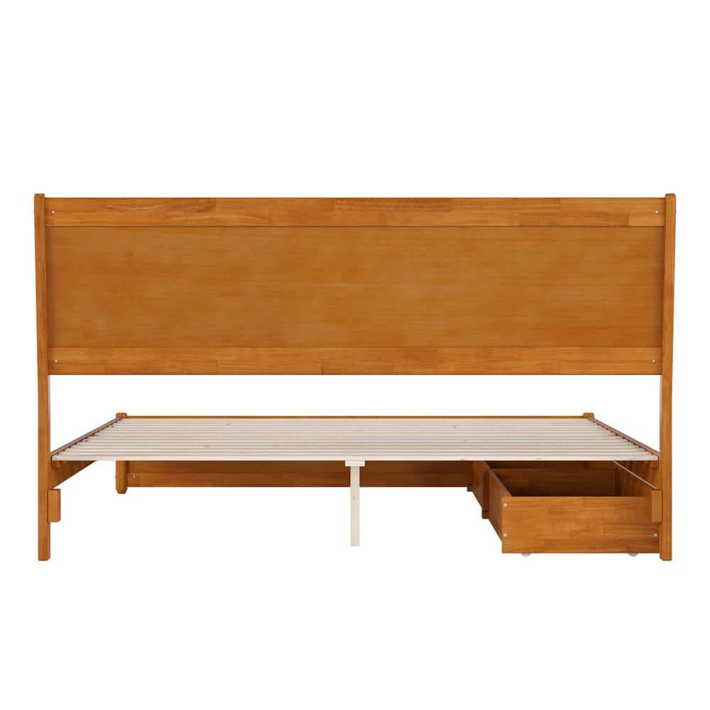 Casanova Light Toffee King Rubberwood Platform Bed with Storage Drawers