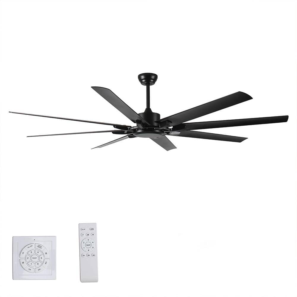 Shinevoy 75 in. Large Indoor Black Downrod Mount Ceiling Fan