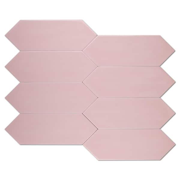 MOLOVO Taylor Pink 3.94 in. x 11.81 in. Polished Ceramic Picket Tile Sample