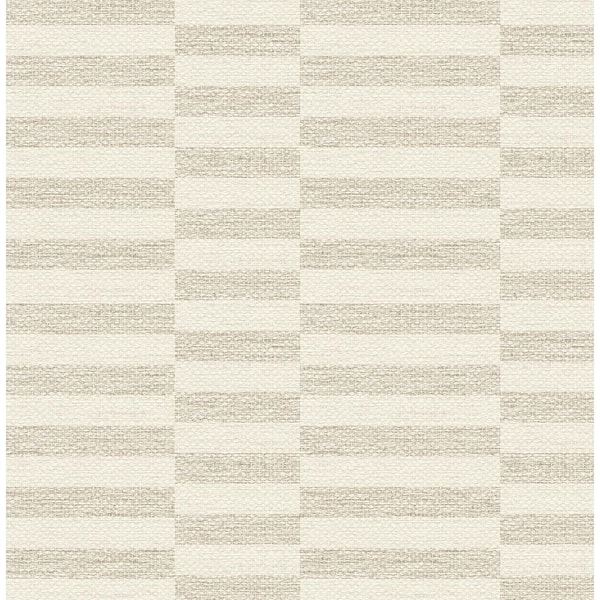 17.08 sq. ft. Natural Faux Woven Stripe Vinyl Peel and Stick Wallpaper Roll