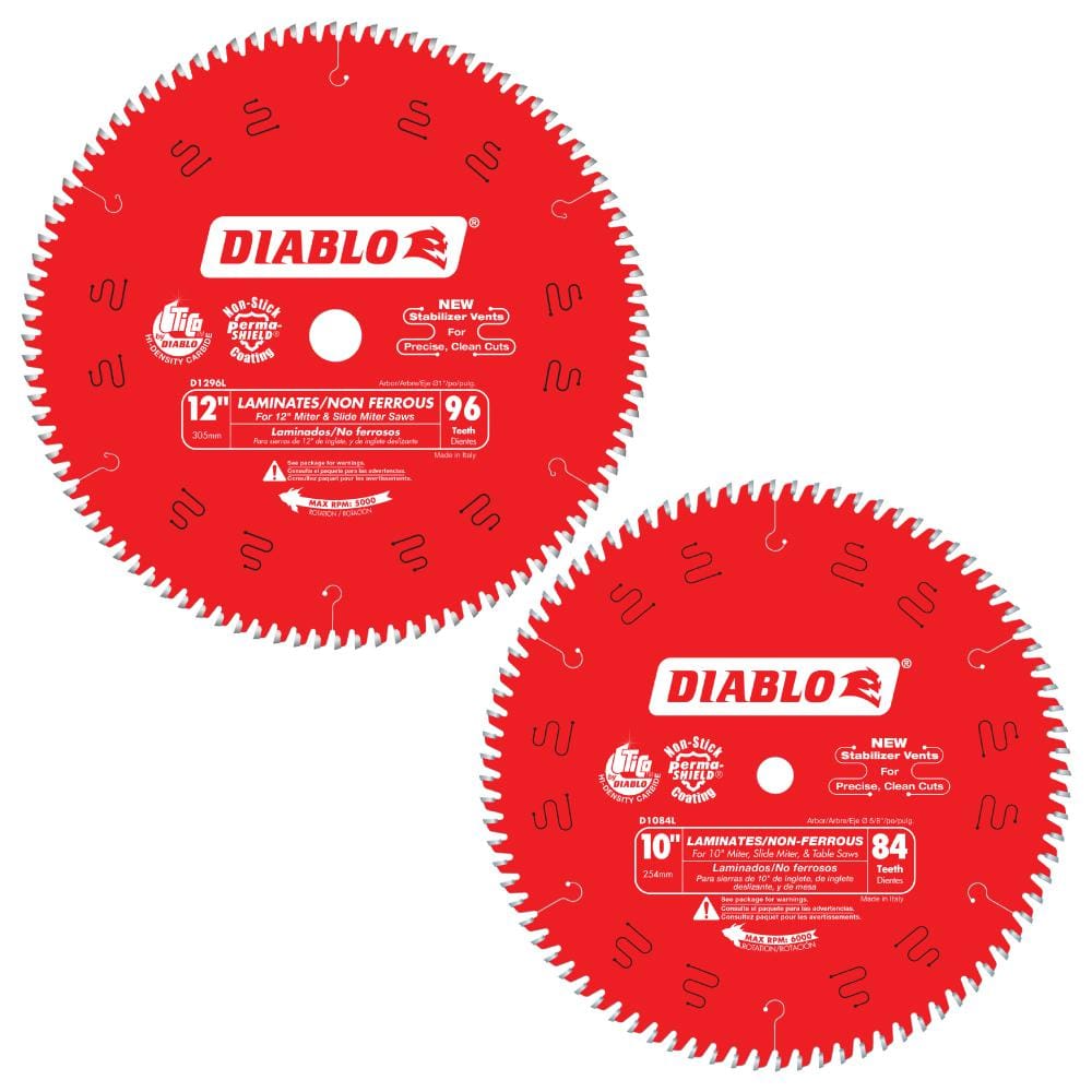 DIABLO 10 in. x 84Tooth and 12 in. x 96Tooth Laminate/Aluminum