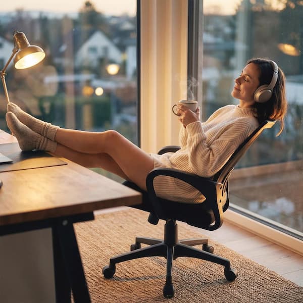 LACOO Black Office Chair Ergonomic Desk Task Mesh Chair with