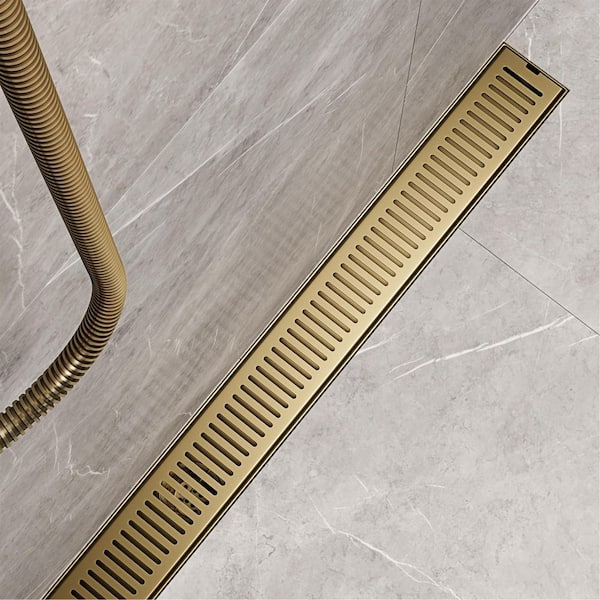 VIGO Elan 36 in. Linear Shower Drain in Matte Brushed Gold