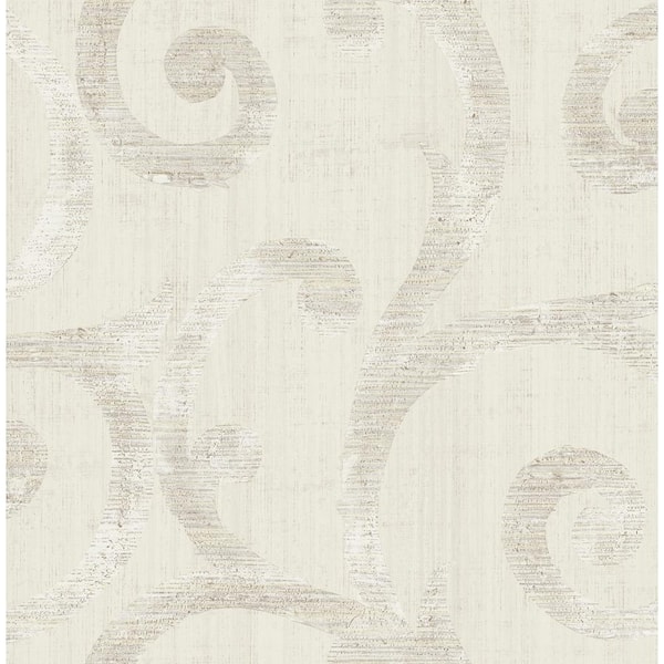 Seabrook Designs Eaglecrest Scroll Metallic Gold, Grey, & Off-White Paper Strippable Roll (Covers 56.05 sq. ft.)