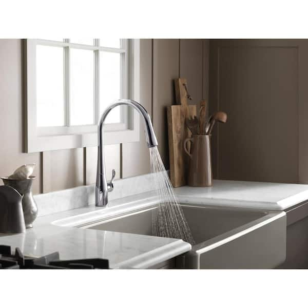 Simplice Single Handle Pull-Down Sprayer Kitchen Sink Faucet in Vibrant Brushed Moderne Brass