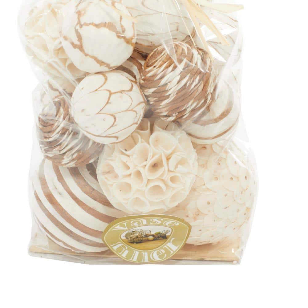 Brown and White Handmade Dried Plant Orbs Vase Filler Set