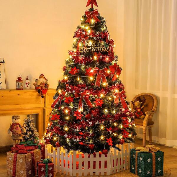 Red and golden Christmas tree 12,20 inch (with lighting)