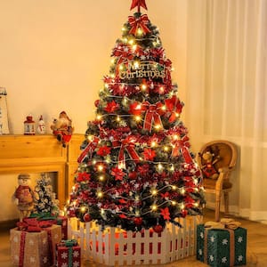 7.5 ft. Green Pre-Lit LED Hinged Artificial Fir Artificial Christmas Tree with 350 LED Lights and 1250 Lush Branch Tips