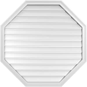 40" x 40" Octagonal Surface Mount PVC Gable Vent: Functional with Brickmould Frame